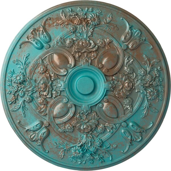 Ekena Millwork Baile Ceiling Medallion (Fits Canopies up to 6"), 31 1/4"OD x 2 1/4"P, Copper Green Patina CM31BACGS - main